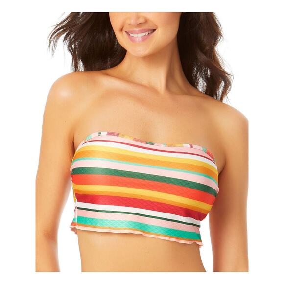 CALIFORNIA SUNSHINE Juniors Multi Color Stripe Bandeau Swimsuit Top M New - Picture 1 of 5